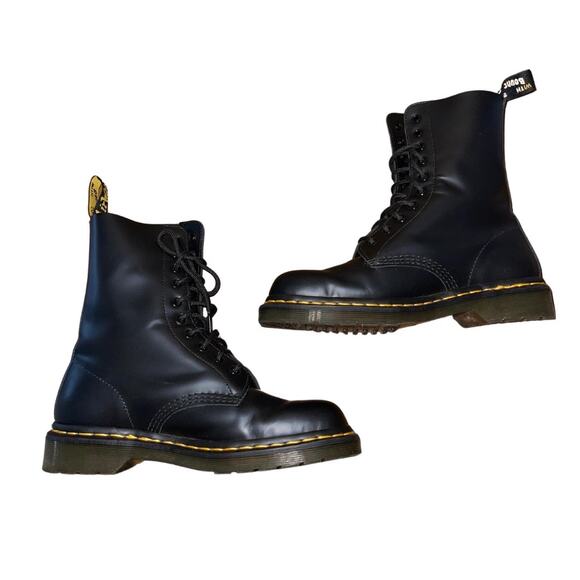 Dr. Martens 1490 Smooth Leather Mid Calf Boots 10 eye Men Size 7 Women Size 9 - Picture 1 of 7